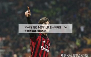 2004年奥运会篮球比赛意大利阵容：04年奥运会篮球西班牙