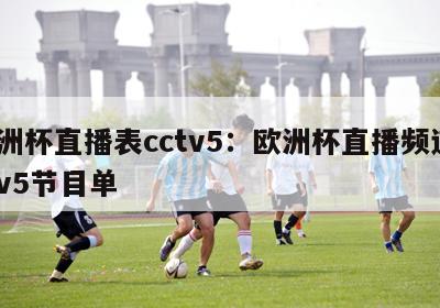 欧洲杯直播表cctv5：欧洲杯直播频道cctv5节目单